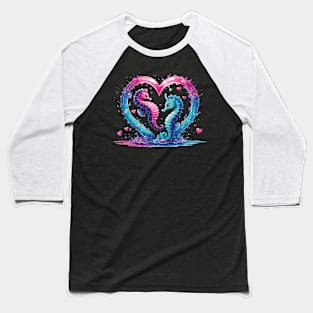 watercolor seahorse couple Baseball T-Shirt